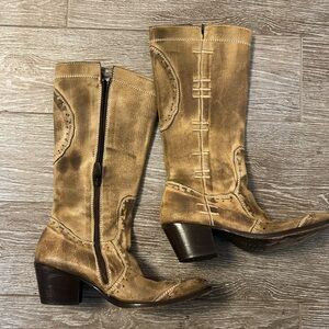 Vintage Tan Heeled Boots - Time & Co - Wall Antilope - Size 37